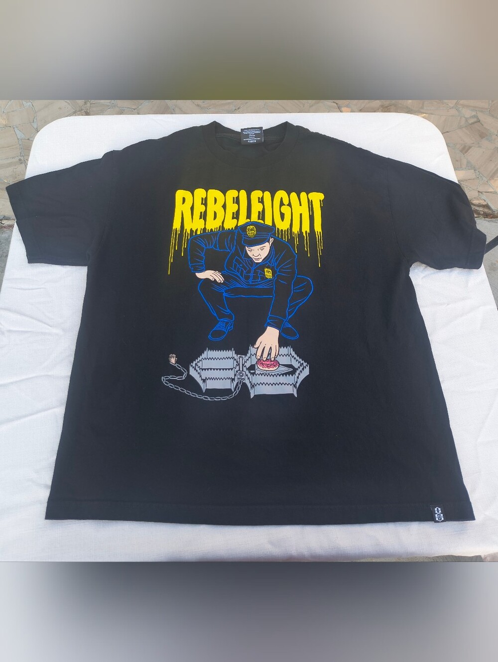 Black Rebel Eight Police Officer Reaching For Donut In Bear Trap T-Shirt
